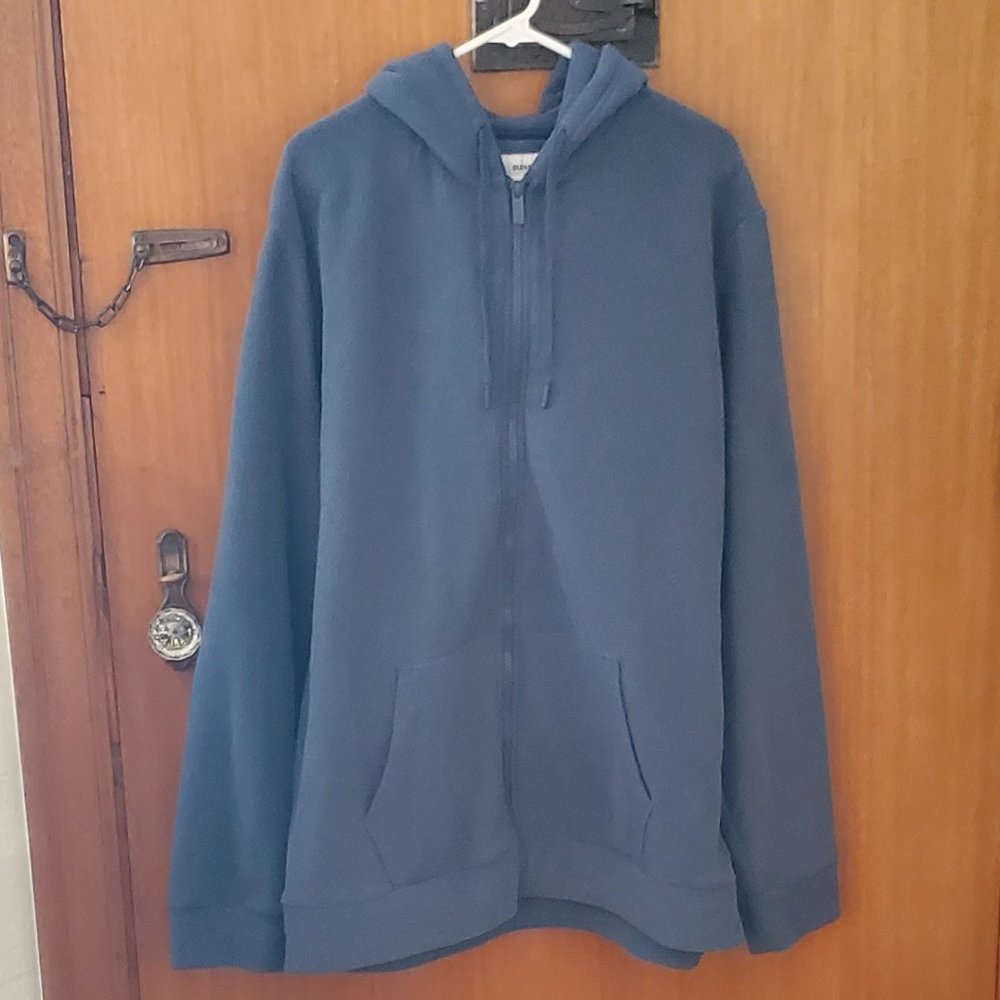 Old Navy Boucle-Knit Style Full Zip Hoodie, XXL Tall, Slate Blue